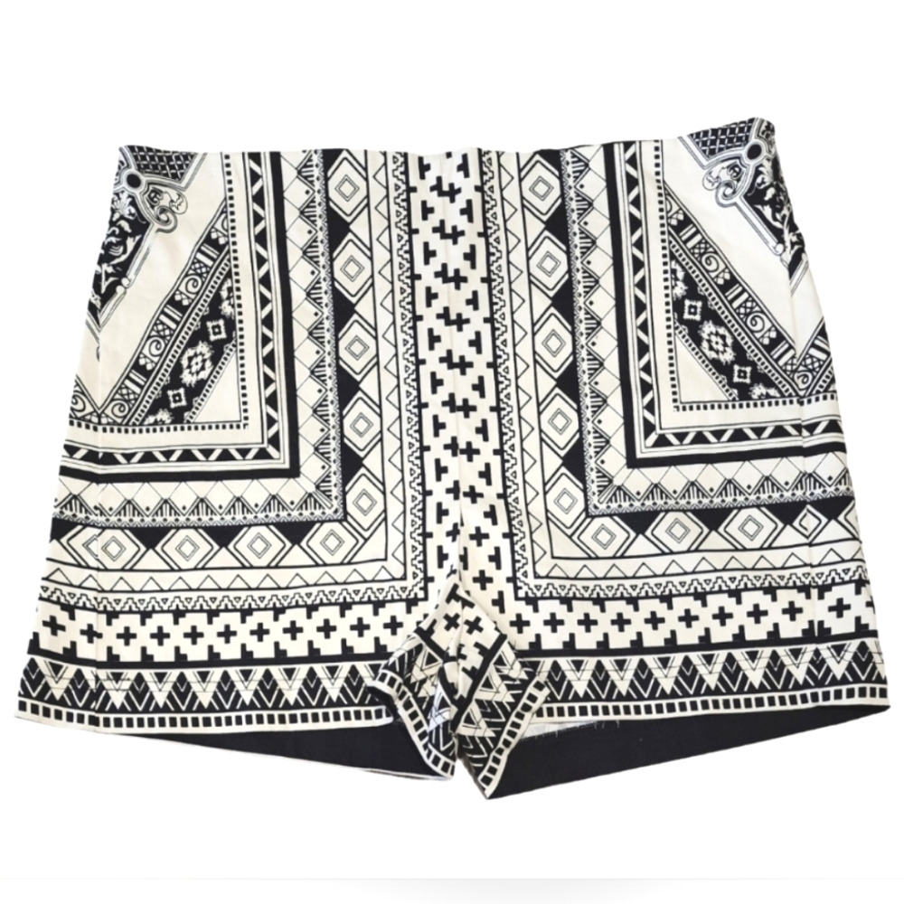MINT cream and black print shorts, size Large